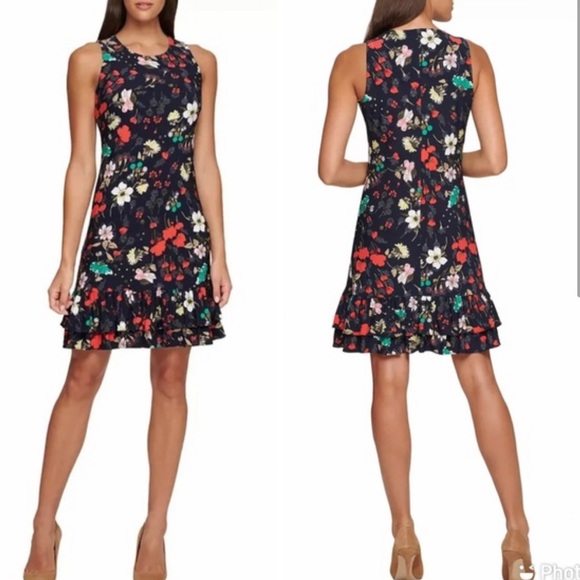 Tommy Hilfiger floral dress ruffled bottom - Picture 1 of 4